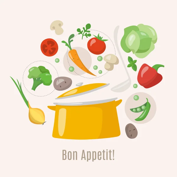 Comment faire une soupe infographie alimentaire — Image vectorielle