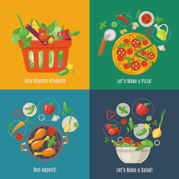 Infografica alimentare. Stile piatto . — Vettoriale Stock