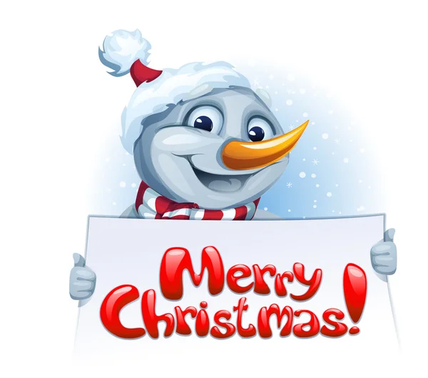 Cartão de Natal com boneco de neve —  Vetores de Stock