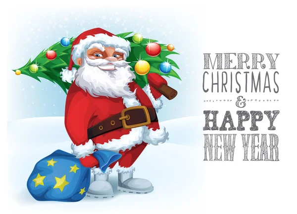 サンタクロースとクリスマスカード — ストックベクタ