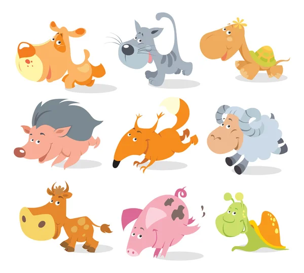 Running cute animals — Stock Vector