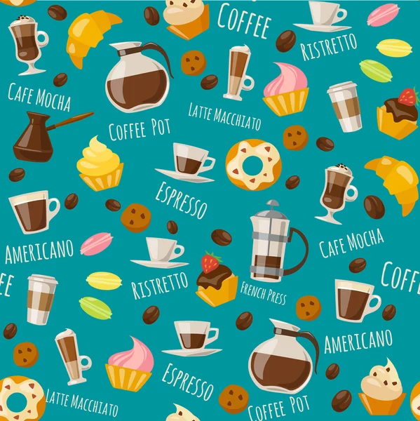 Patrón de iconos de café — Archivo Imágenes Vectoriales