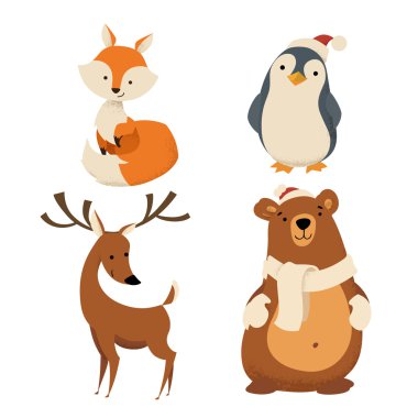 Set of cute Christmas characters clipart