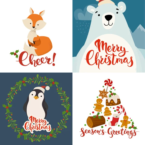 Tarjetas de navidad feliz — Vector de stock