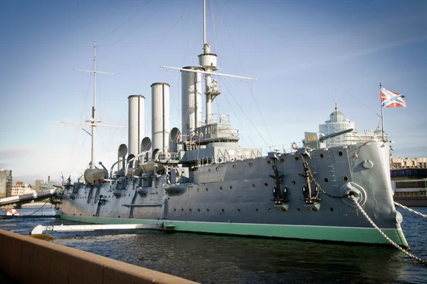 Russian cruiser Aurora in St. Petersburg Royalty Free Stock Photos