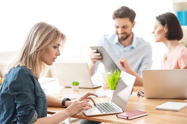 Equipo creativo hábil está trabajando juntos — Foto de Stock