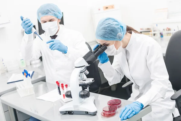 Cientistas profissionais estão fazendo pesquisa em laboratório — Fotografia de Stock