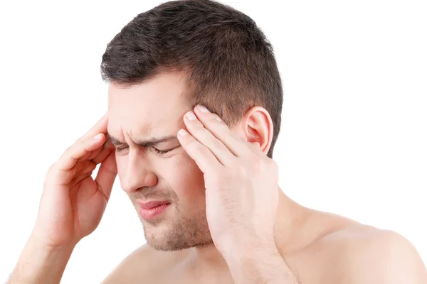 Young guy feels pain in his head — Stok fotoğraf