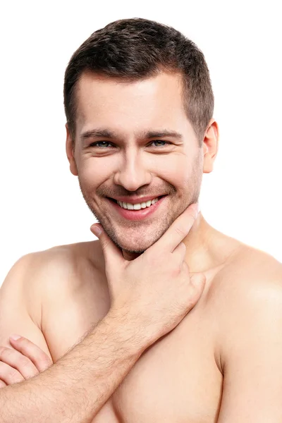 Sevimli adam tıraş olmaya hazır — Stok fotoğraf