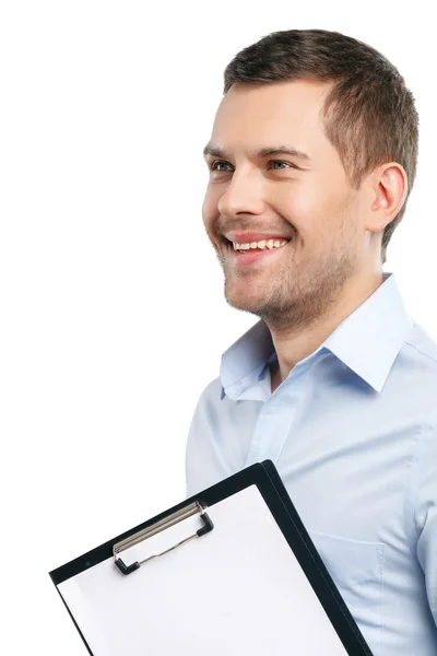 Handsome male worker is expressing positive emotions — Stock Photo, Image