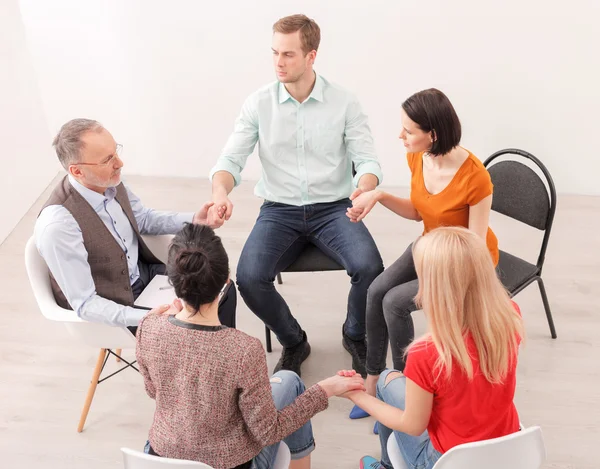 Young people on group therapy session — 图库照片