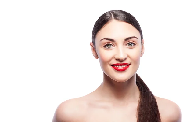 Mulher bonita está expressando emoções positivas — Fotografia de Stock