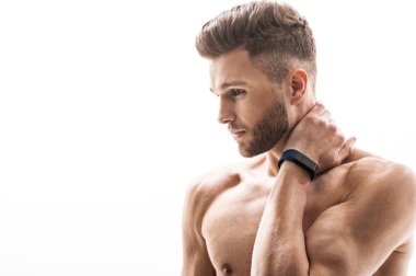 Güçlü atlet antrenmandan sonra yorgun