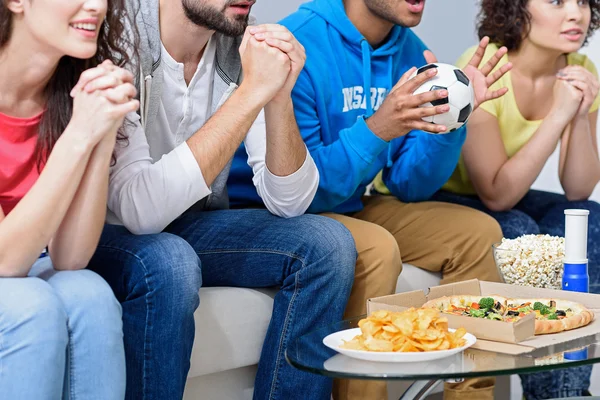 Fans of soccer watching match — Stock Photo, Image