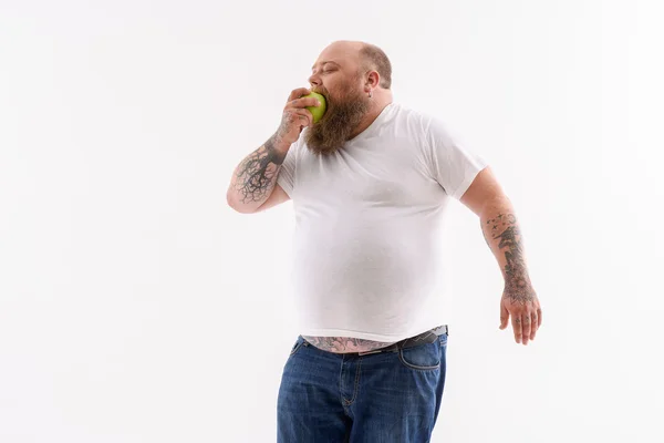 Fat guy wants to grow thin — Stock Photo, Image