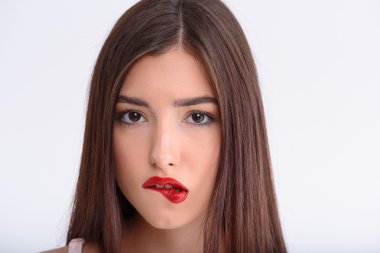 Kalıcı makyaj baştan flört genç kadın vardır