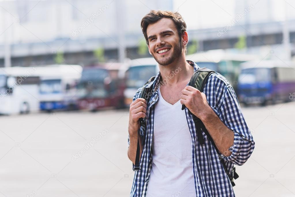 Young man is ready to travel
