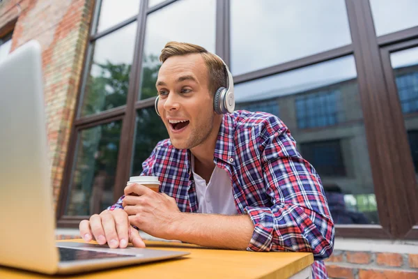 Man spending time in cafe — Stock Photo, Image