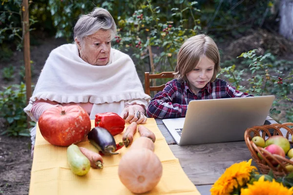 Familie sitzt in der Natur — Stockfoto