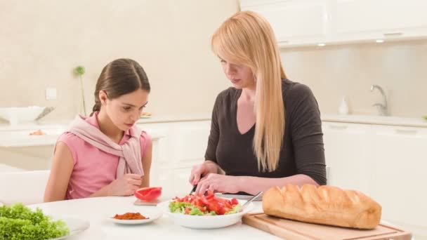 Wunderbare Familie, eine Tochter mit Mutter — Stockvideo