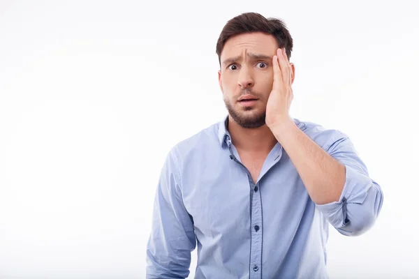 Attractive young man is stressed and worried — Stok fotoğraf