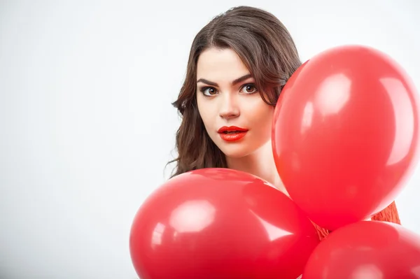 Mujer bastante joven está celebrando y haciendo diversión —  Fotos de Stock