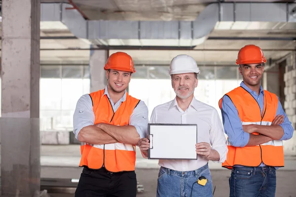 Self-confident construction team is ready to work — Stock Photo, Image