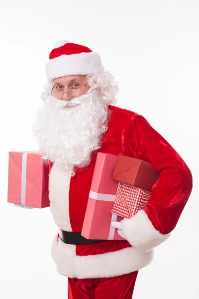 Old Santa Claus is congratulating with New Year — Stock Photo, Image