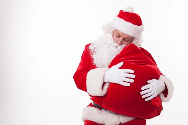 Old friendly Father Christmas is very tired — Stock Photo, Image