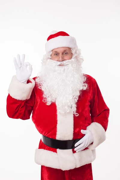 Gorgeous old Father Christmas is gesturing positively — Φωτογραφία Αρχείου