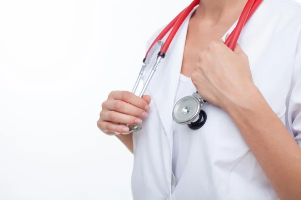 Cheerful young female general practitioner is working — Stok fotoğraf