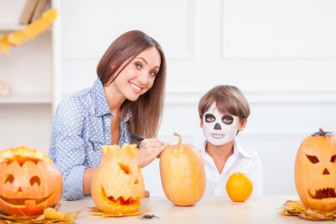 Cheerful friendly family is preparing for nut-crack Night