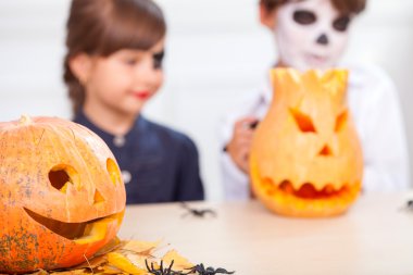 Cute two siblings are preparing for Nut-Crack Night