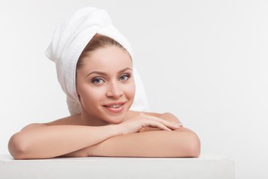 Attractive healthy girl is relaxing after washing