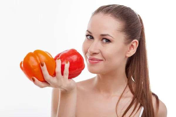 Attractive slim young woman prefers healthy eating — Stockfoto