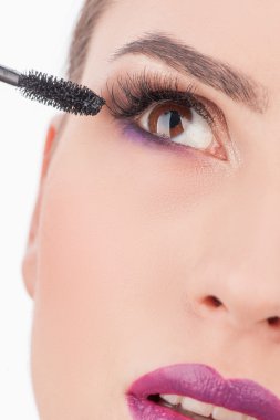 Pretty female model is visiting beauty salon