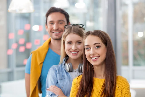 Cheerful young colleagues are ready to work — Stock Fotó