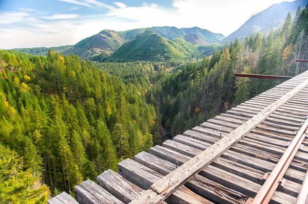 Красивые горы с зелеными деревьями и железной дорогой — стоковое фото