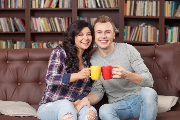 Cute boyfriend and girlfriend are resting together — 스톡 사진