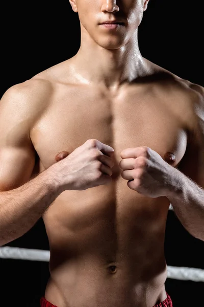 Alegre boxeador masculino se prepara para la competencia —  Fotos de Stock