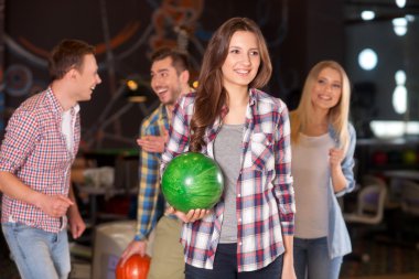 Cute kegling team is spending time together