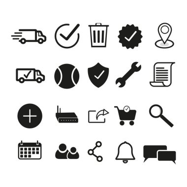 İnce çizgi simgeleri, çizgi simgeleri. Beyaz arkaplanda basit düz simgeler ayarlandı.