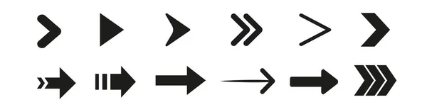 设置箭头图标 收集不同的箭头标志 黑色矢量箭 现代简单箭 矢量说明 — 图库矢量图片