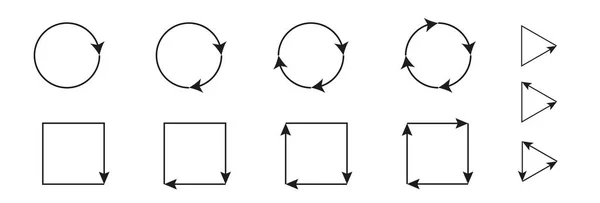 Geometrische Figuren Mit Pfeil Rechteck Quadrat Kreis Vektorabbildung Auf Weißem — Stockvektor