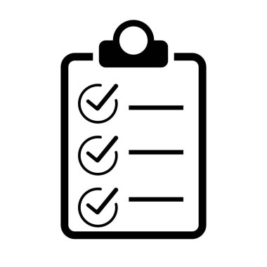 Beyaz arkaplan üzerindeki kontrol listesi vektör simgesi.