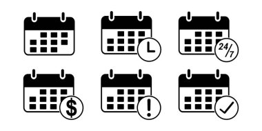 Takvim simgeleri. Takvim sembolleri kümesi. Vektör.