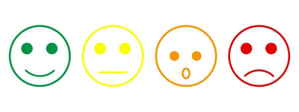 Ilustración Vectorial Expresiones Faciales Conjunto Iconos Sonrientes Emoticones Positivos Impactados — Vector de stock