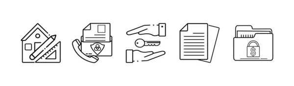 Propriété Simple Concept Icônes Ensemble Contient Des Icônes Telles Que — Image vectorielle