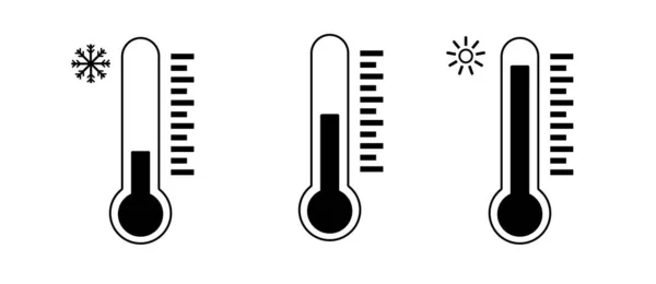 Набор Значков Температуры Трехвекторный Термометр — стоковый вектор