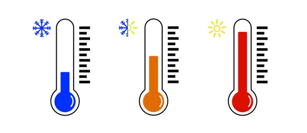Набор Значков Температуры Three Различных Цветовых Векторов Thermometer Cold — стоковый вектор